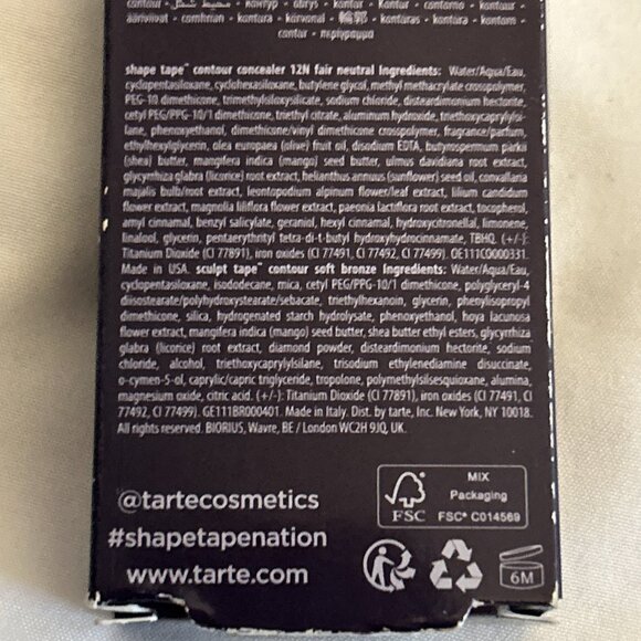 TARTE DOUBLE DUTY BEAUTY SHAPE TAPE CONCEALER 12N FAIR NEUTRAL & sculpt s bronze - Picture 5 of 9